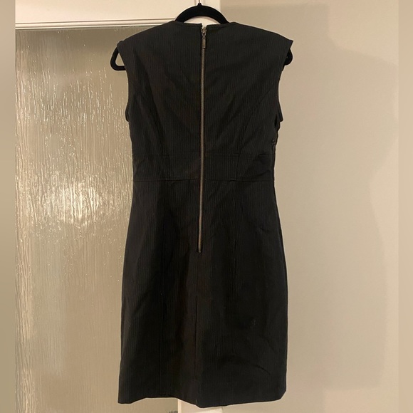 Suzy Shier Dress Black, Silvery-Beige with Chiffon Overlay, Size Small, GUC - Picture 4 of 6